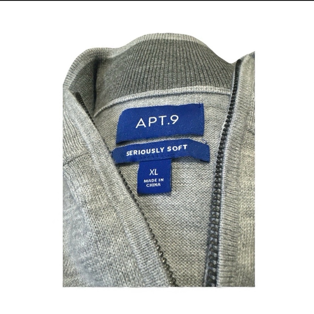 APT.9 Men's XL Gray Soft 1/4 Zip Sweater Wool Blend - Picture 3 of 3
